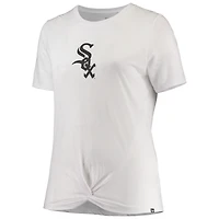 Women's New Era White Chicago Sox Plus 2-Hit Front Knot T-Shirt