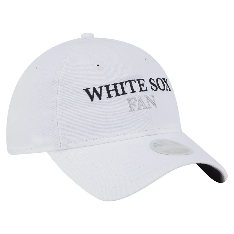 Casquette ajustable 9TWENTY blanche New Era pour femme, fan de l'équipe des White Sox de Chicago