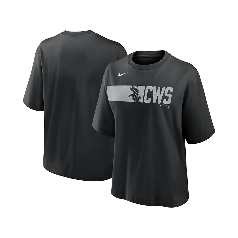 Women's Nike  Black Chicago White Sox Knockout Boxy T-Shirt