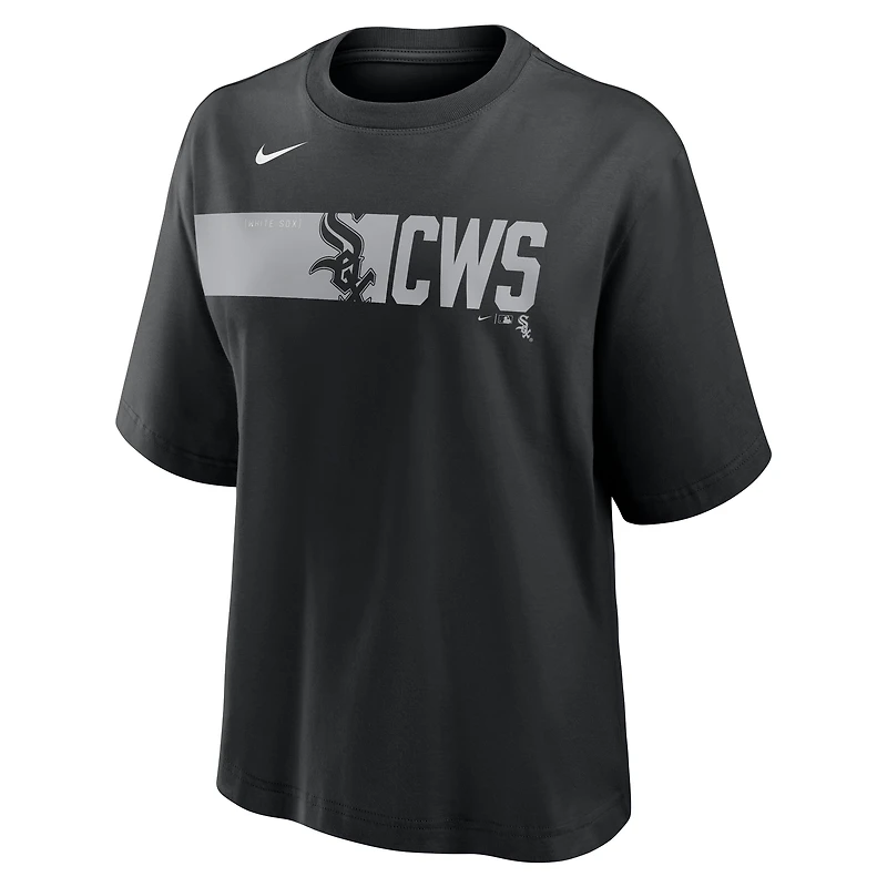 Women's Nike  Black Chicago White Sox Knockout Boxy T-Shirt