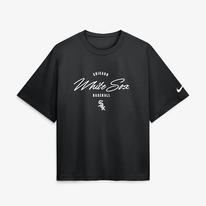 T-shirt Nike Munetaka Murakami noir Chicago White Sox Premium Essentials Boxy avec nom et numéro pour femme