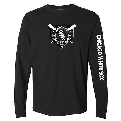 T-shirt à manches longues teinté pigmenté noir Chicago White Sox pour femme, doux comme un raisin