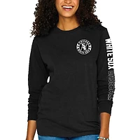T-shirt à manches longues teint par pigment pour femmes, doux comme un raisin, noir, Chicago White Sox