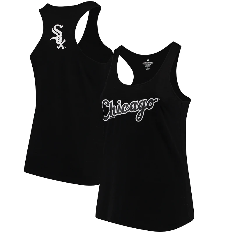 Women's Soft as a Grape Black Chicago White Sox Plus Swing for the Fences Racerback Tank Top