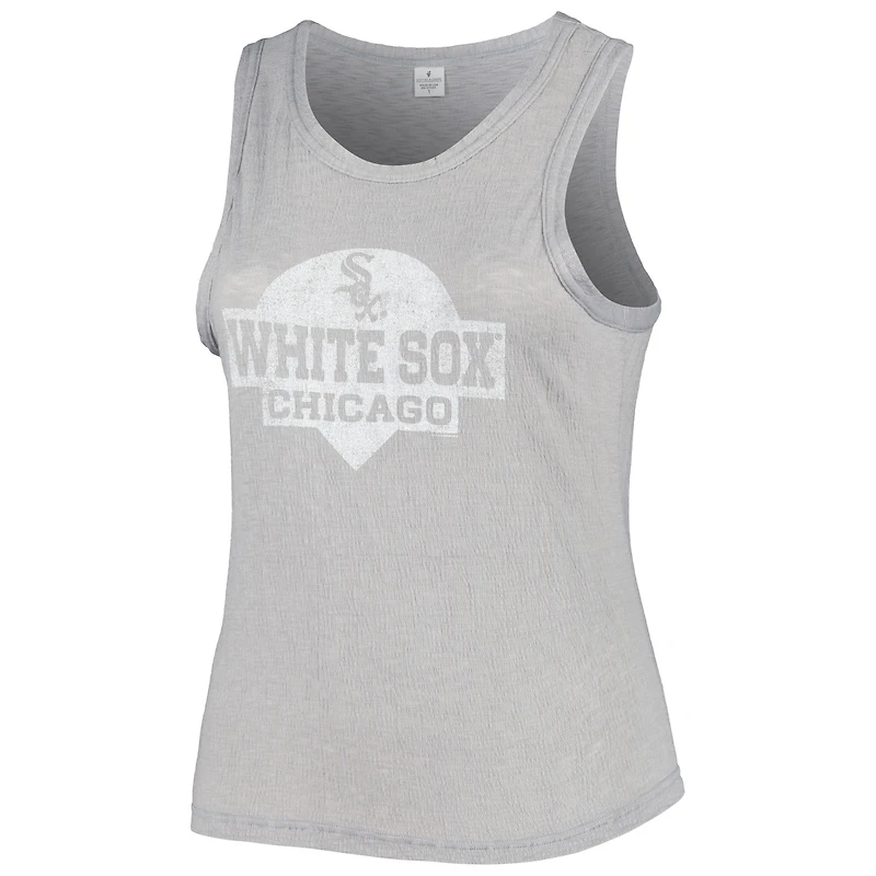Débardeur en trois mélanges a col montant Chicago White Sox pour femme Soft as Grape Grey Taille Plus
