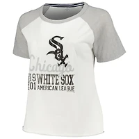 Women's Soft as a Grape White Chicago Sox Plus Baseball Raglan T-Shirt