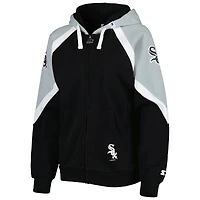 Women's Starter Black/Silver Chicago White Sox Hail Mary Full-Zip Hoodie