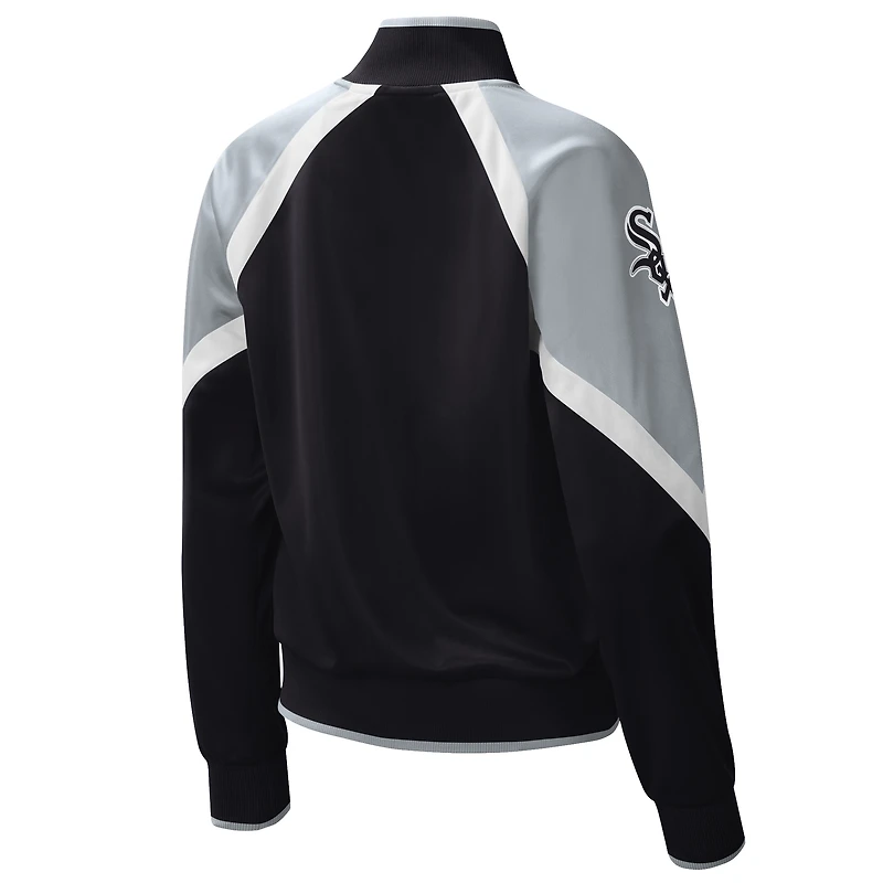 Women's Starter Black Chicago White Sox Touchdown Raglan Full-Zip Track Jacket