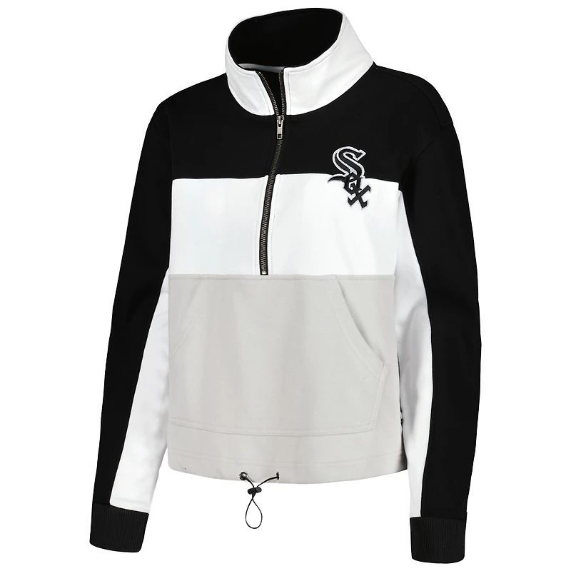 Women's The Wild Collective Black/White Chicago White Sox Colorblock 1/4 Zip Jacket