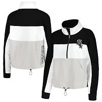 Veste The Wild Collective Black/White Chicago White Sox pour femme Colorblock 1/4 Zip