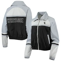 Women's The Wild Collective Black Chicago White Sox Colorblock Track Raglan Full-Zip Jacket