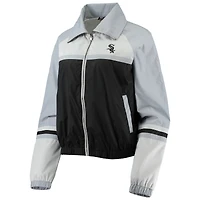 Women's The Wild Collective Black Chicago White Sox Colorblock Track Raglan Full-Zip Jacket