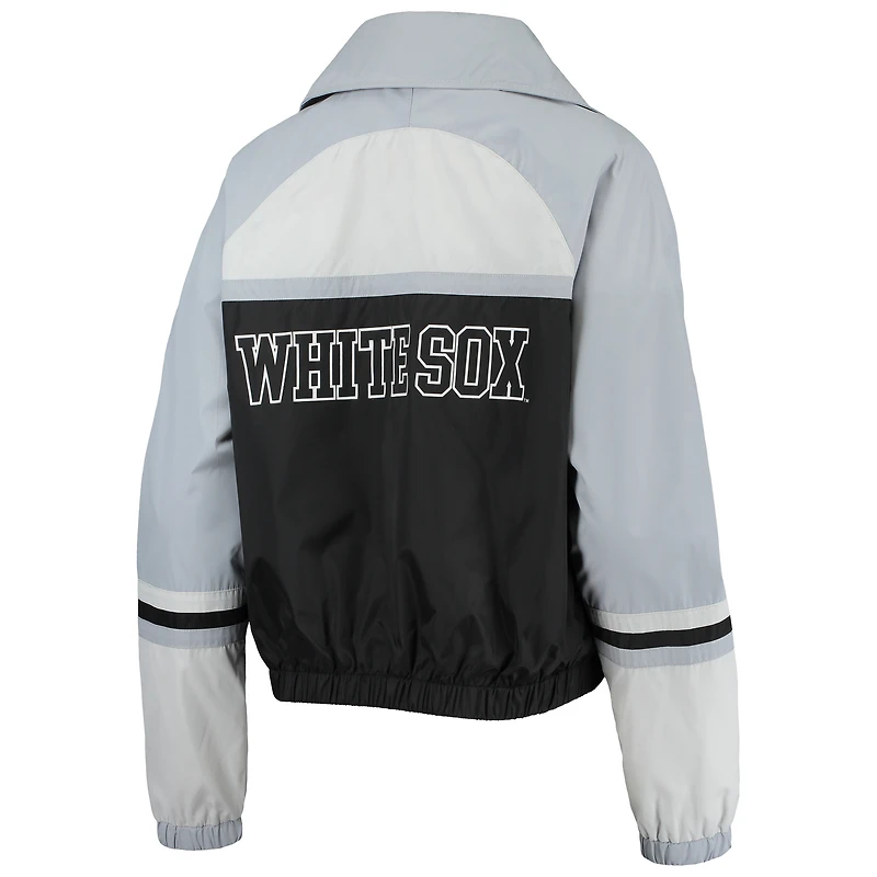 Women's The Wild Collective Black Chicago White Sox Colorblock Track Raglan Full-Zip Jacket