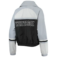 Women's The Wild Collective Black Chicago White Sox Colorblock Track Raglan Full-Zip Jacket