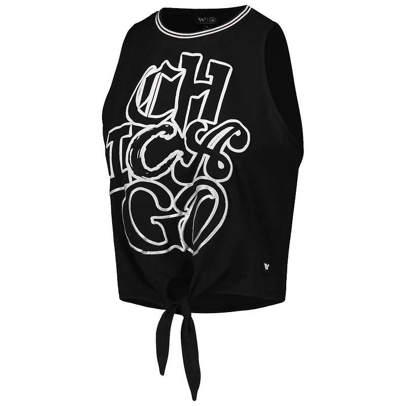 Débardeur torsadé à nouer sur le devant The Wild Collective Chicago White Sox pour femmes, noir