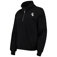 Women's The Wild Collective Black Chicago White Sox Two-Hit Quarter-Zip Pullover Top