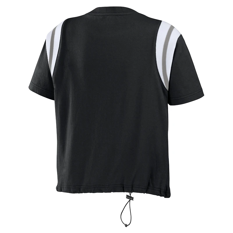 Women's WEAR by Erin Andrews Black Chicago White Sox Cinched Colorblock T-Shirt