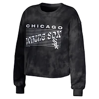Women's WEAR by Erin Andrews Black Chicago White Sox Cropped Pullover Sweatshirt & Shorts Lounge Set