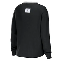 Women's WEAR by Erin Andrews Black Chicago White Sox Waffle Henley Long Sleeve T-Shirt