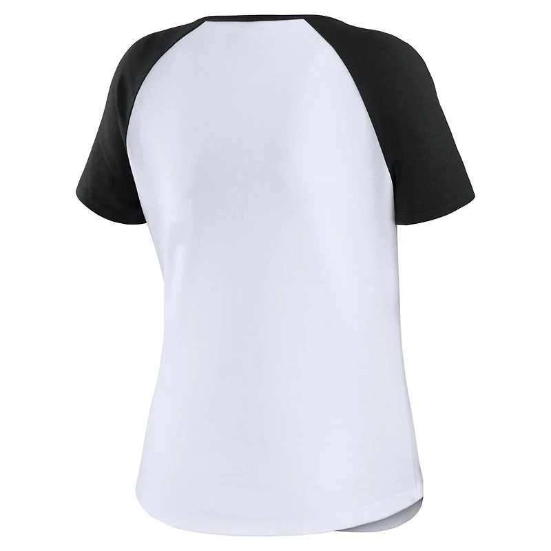 WEAR by Erin Andrews T-shirt ajusté Henley Raglan des White Sox de Chicago, blanc/noir, pour femmes