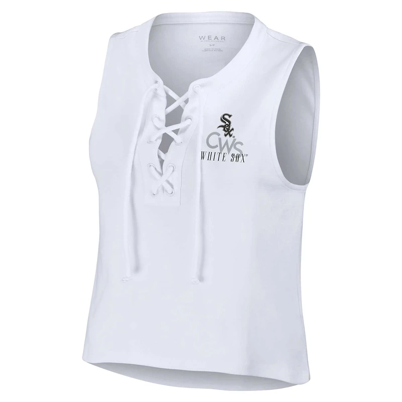 Women's WEAR by Erin Andrews White Chicago Sox Lace-Up Tank Top