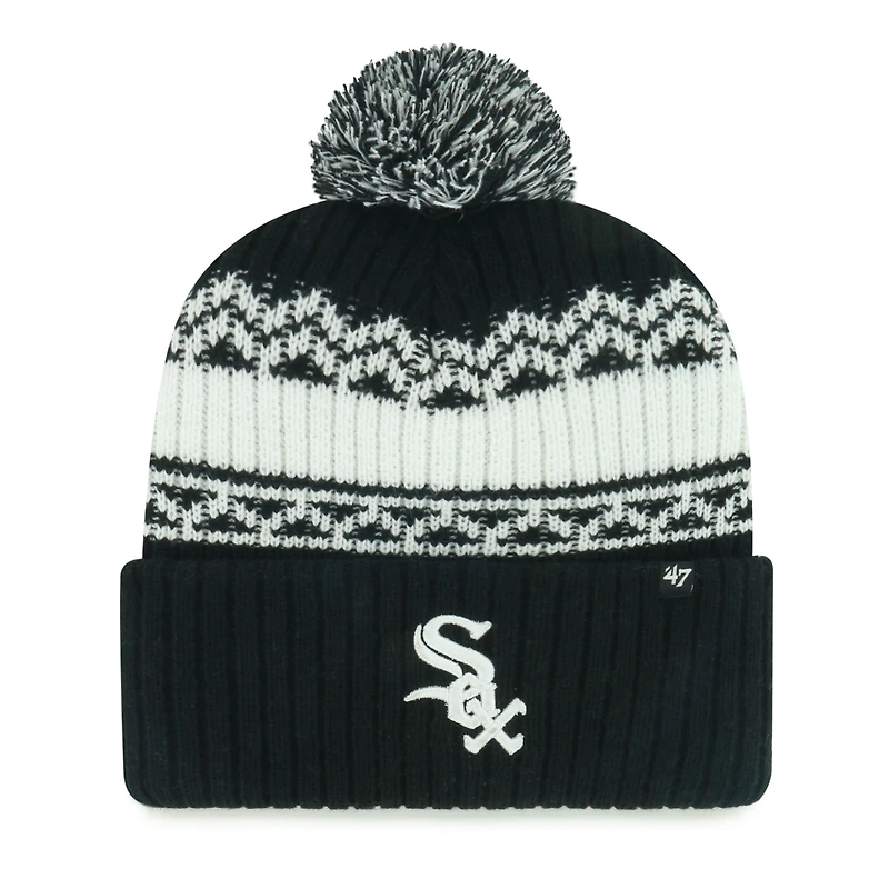 Bonnet en tricot à revers Polar Vortex noir Chicago White Sox pour jeune '47 avec pompon