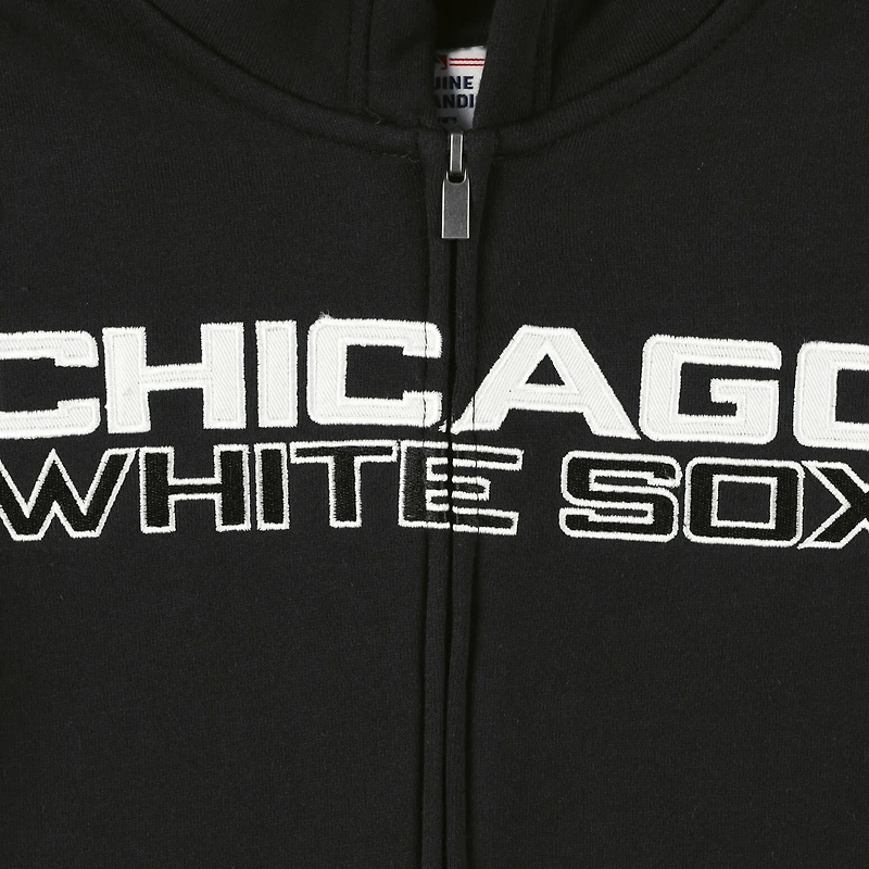 Youth Black Chicago White Sox Wordmark Full-Zip Fleece Hoodie