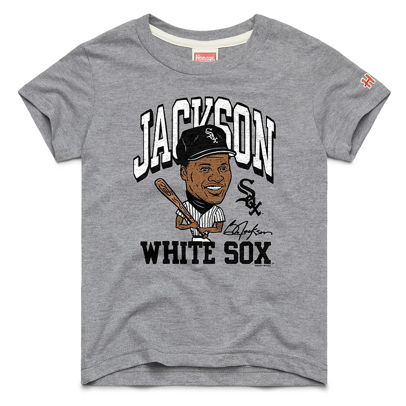 T-shirt gris à motif caricature Bo Jackson, collection Chicago White Sox Cooperstown, hommage aux jeunes