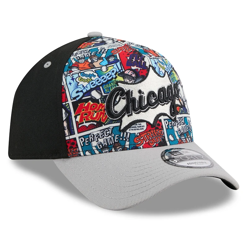 Youth New Era Black/Gray Chicago White Sox 2025 MLB Diamond Hero Edition A-Frame 9FORTY Adjustable Hat