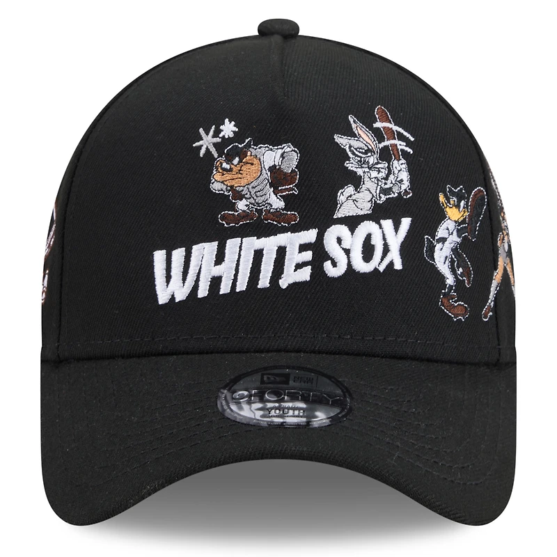 Casquette ajustable New Era noire pour jeunes Chicago White Sox Looney Tunes A-Frame 9FORTY