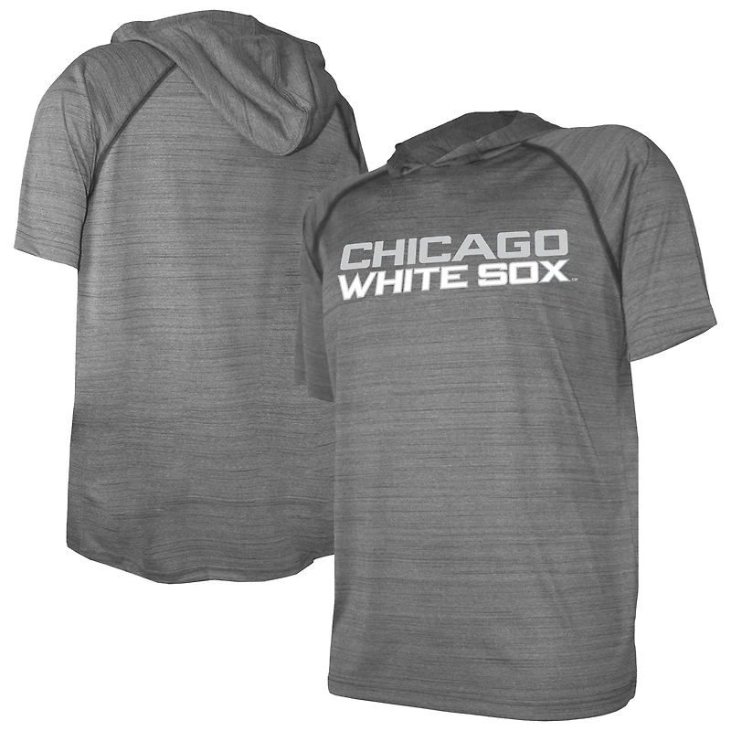 Youth Stitches Heathered Black Chicago White Sox Raglan Short Sleeve Pullover Hoodie