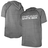 Youth Stitches Heathered Black Chicago White Sox Raglan Short Sleeve Pullover Hoodie