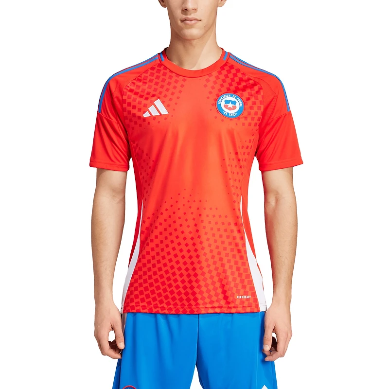 Maillot adidas rouge pour homme de l'équipe nationale du Chili 2024 domicile réplique