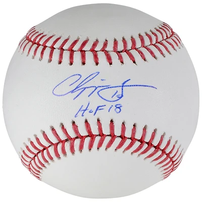 Balle de baseball autographiée par Chipper Jones des Braves d'Atlanta avec l'inscription « HOF 18 »