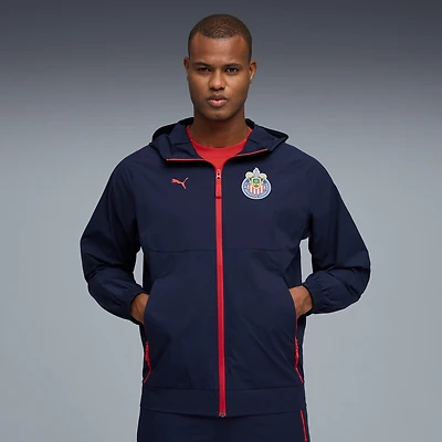 Veste raglan zippée intégrale Puma Chivas bleu marine pour homme, tissée PUMATECH WindCELL