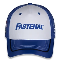 Drapeau à damier pour hommes Sports Blanc/Bleu Chris Buescher Fastenal Uniforme Chapeau réglable