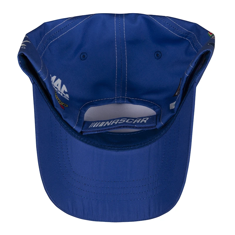 Drapeau à damier pour hommes Sports Blanc/Bleu Chris Buescher Fastenal Uniforme Chapeau réglable