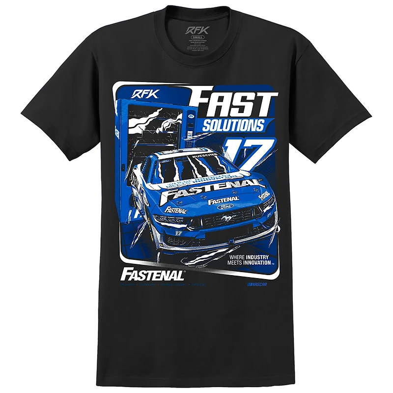 T-shirt noir pour homme RFK Racing Chris Buescher Fastenal Car