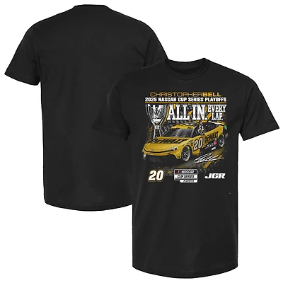 T-shirt noir à damier pour homme Christopher Bell, Series éliminatoires NASCAR Cup 2025, DeWalt All