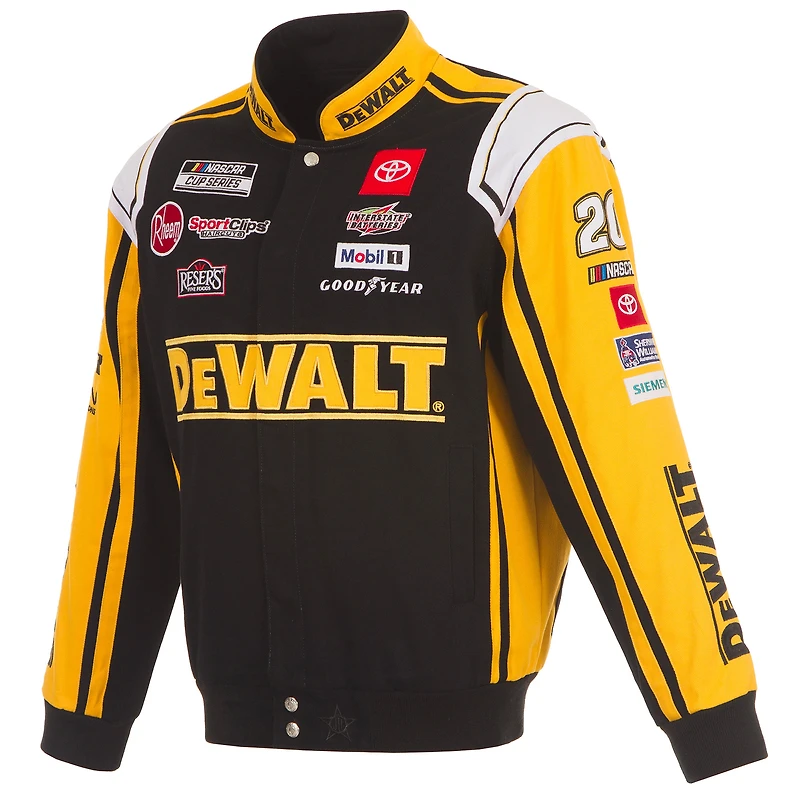 Veste d'uniforme en sergé à boutons-pression Christopher Bell DeWalt pour homme de JH Design, noire et jaune