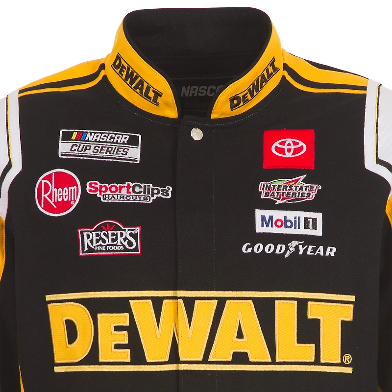 Veste d'uniforme en sergé à boutons-pression Christopher Bell DeWalt pour homme de JH Design, noire et jaune