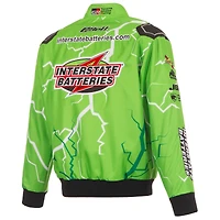 Men's JH Design Green Christopher Bell Interstate Batteries Full-Snap Twill Uniform Jacket