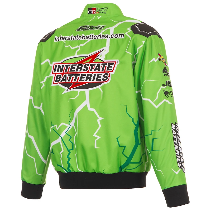 Veste d'uniforme en sergé à boutons-pression Christopher Bell Interstate Batteries verte JH Design pour homme