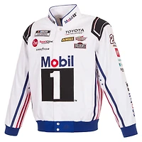 Men's JH Design White Christopher Bell 2026 Mobil 1 Full-Snap Twill Racing Jacket