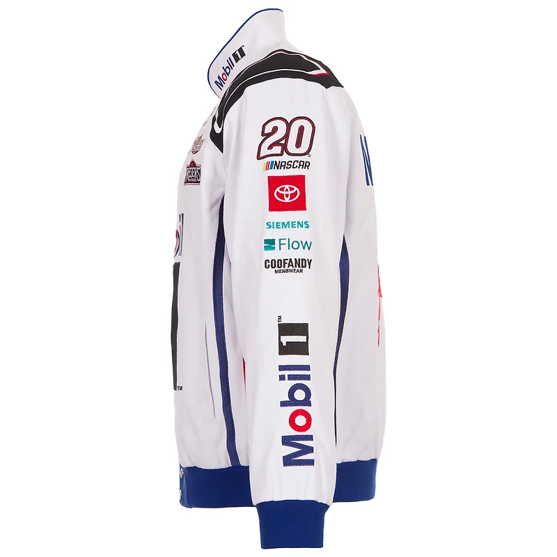 Men's JH Design White Christopher Bell 2026 Mobil 1 Full-Snap Twill Racing Jacket