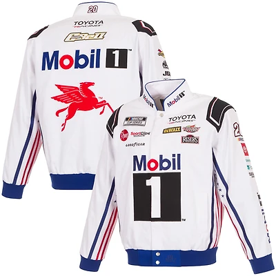 Men's JH Design White Christopher Bell 2026 Mobil 1 Full-Snap Twill Racing Jacket