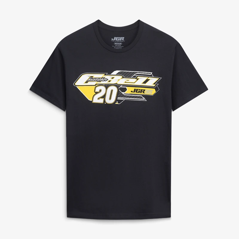T-shirt noir Christopher Bell n° 20 de la collection Joe Gibbs Racing Team pour homme, modèle DeWalt