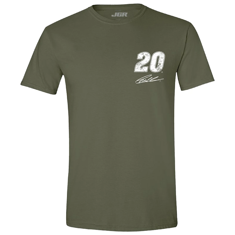 T-shirt vert pour homme avec drapeau Christopher Bell de la collection Joe Gibbs Racing Team