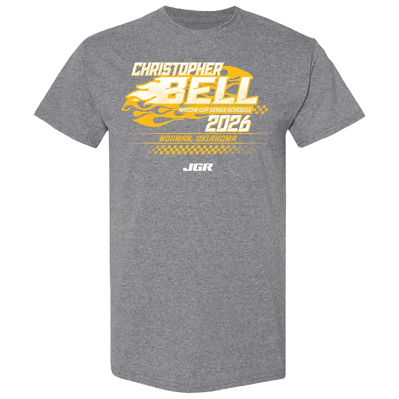 T-shirt homme collection Joe Gibbs Racing Team, anthracite chiné, programme Christopher Bell 2026