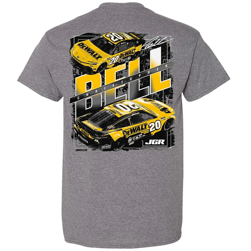 T-shirt homme gris chiné de la collection Joe Gibbs Racing Team, Christopher Bell, DeWalt Car